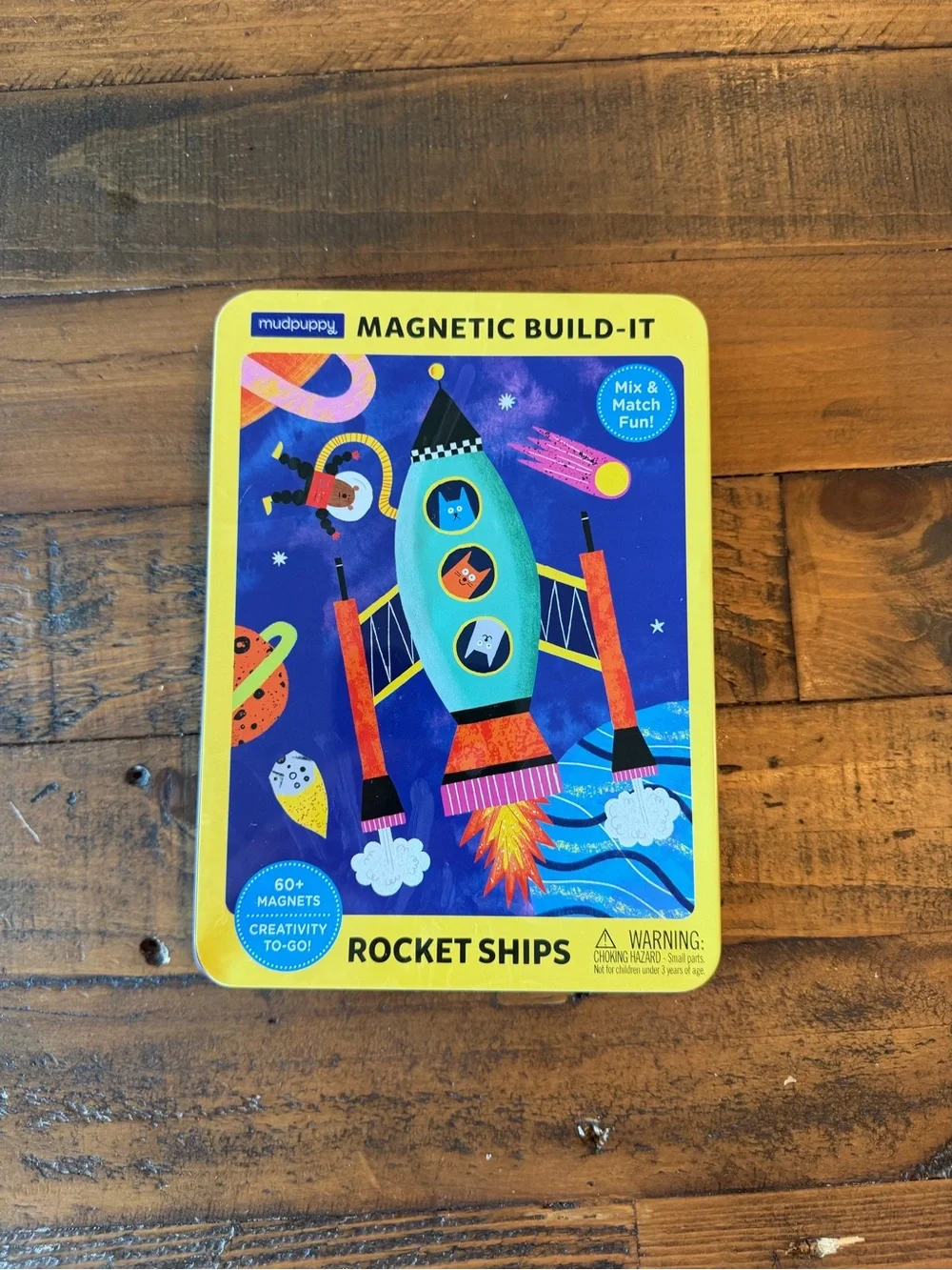 Magnetic Build-It Rocket Ships Toy - Blue and Yellow